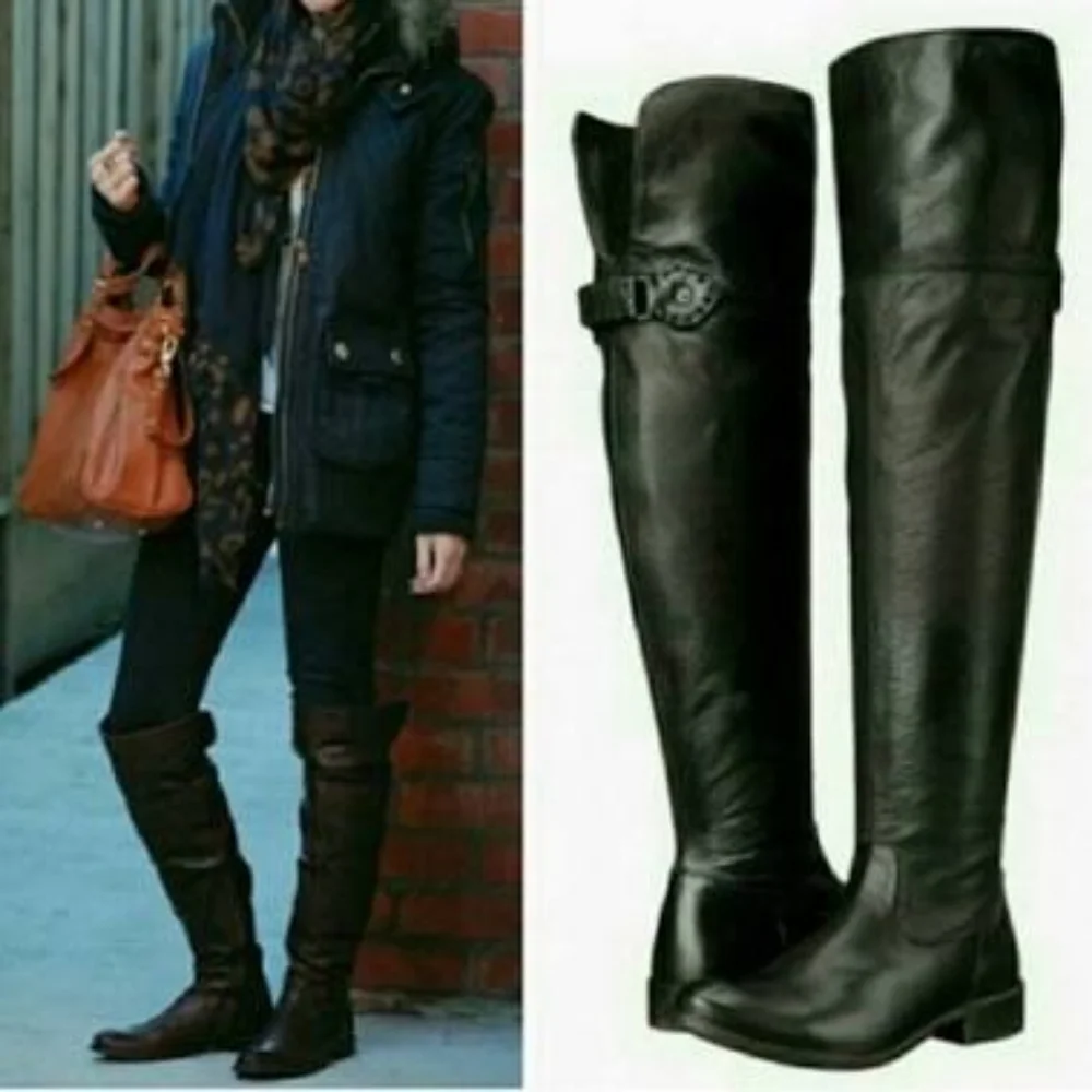 Frye Shirley 6 black over the knee leather riding boots